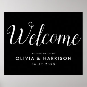 Affiche Panneau Mariage moderne élégant Script Welcome