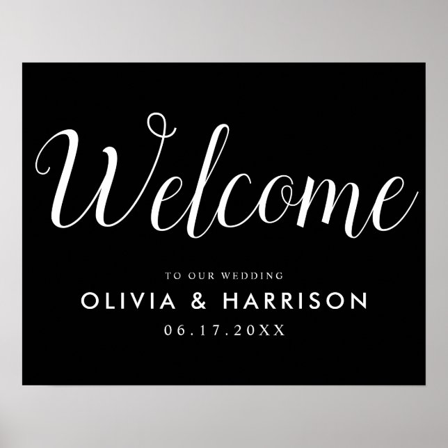 Affiche Panneau Mariage moderne élégant Script Welcome (Devant)