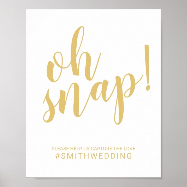 Affiche Panneau Mariage moderne Gold Oh Snap (Devant)