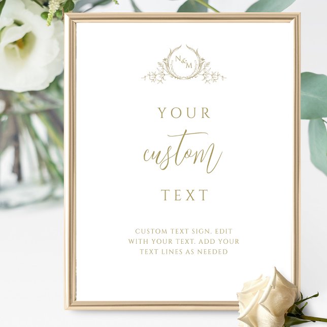 Affiche Panneau Mariage Monogramme Champagne (Créateur téléchargé)