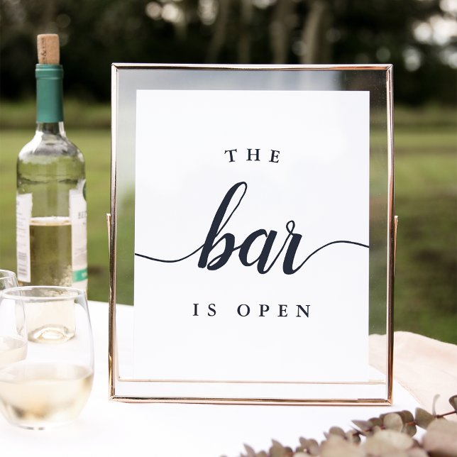 Affiche Panneau Mariage Navy & White "The Bar is Open" (Créateur téléchargé)