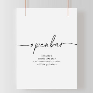 Affiche Panneau Mariage noir blanc classique à barre ouver