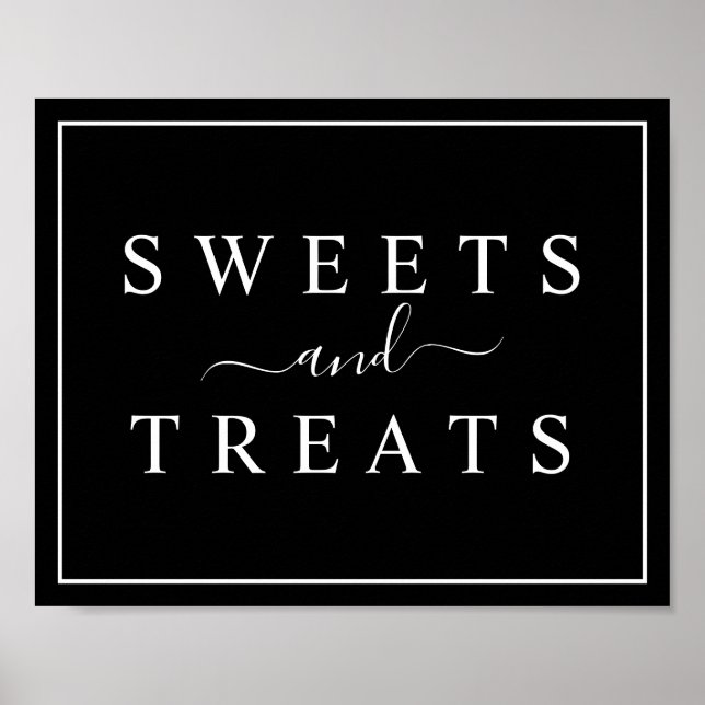 Affiche Panneau Mariage noir et blanc Sweets & Traitements (Devant)