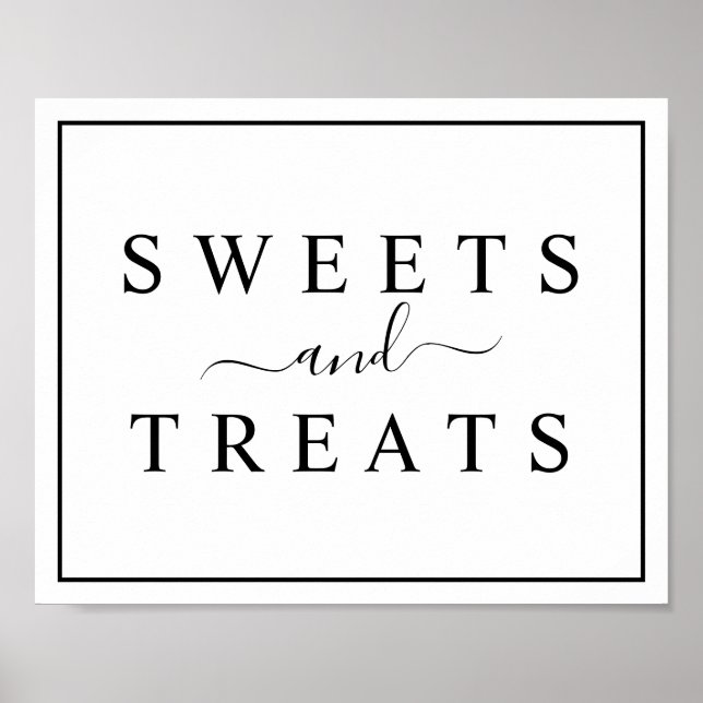 Affiche Panneau Mariage noir et blanc Sweets & Traitements (Devant)