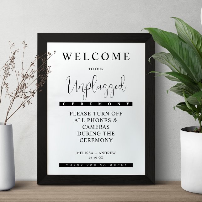 Affiche Panneau Mariage noir minimaliste débranché (Créateur téléchargé)