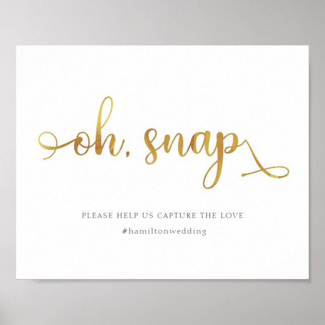 Affiche Panneau Mariage "Oh Snap" Gold White (Devant)