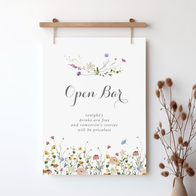 Affiche Panneau Mariage Open Bar Dainty Fleurs sauvages co (Créateur téléchargé)