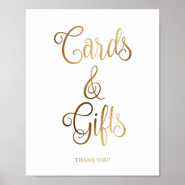 Affiche Panneau mariage or pour cartes et cadeaux | Or (Devant)