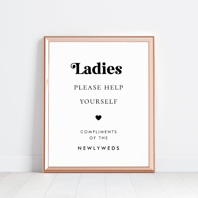 Affiche Panneau Mariage Rétro Script Dames Salle de bain (Créateur téléchargé)