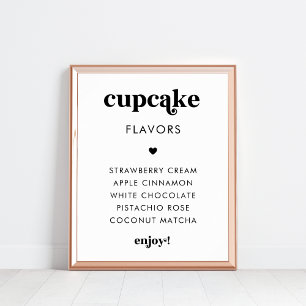 Affiche Panneau Mariage Retro Script Heart Cupcake Flavers