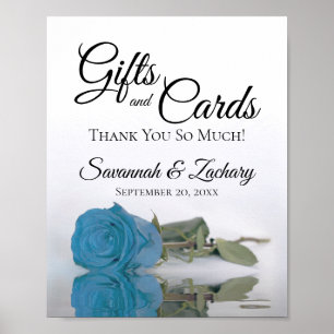 Affiche Panneau Mariage Rose bleu turquoise Cadeaux et Car