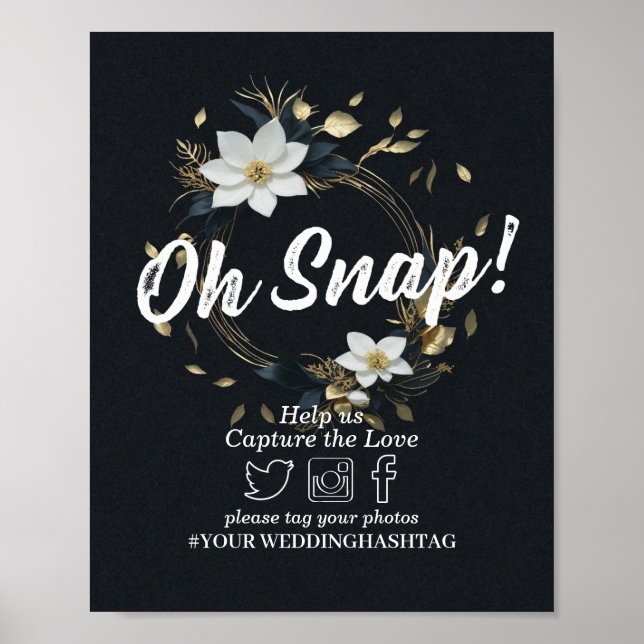 Affiche Panneau Mariage Snap Gold Floral (Devant)