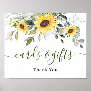 Affiche Panneau Mariage Sunflower Eucalyptus Cartes et cad