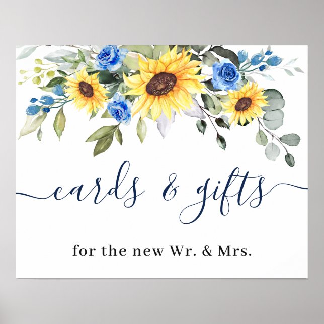 Affiche Panneau Mariage Sunflower Eucalyptus Cartes et cad (Devant)