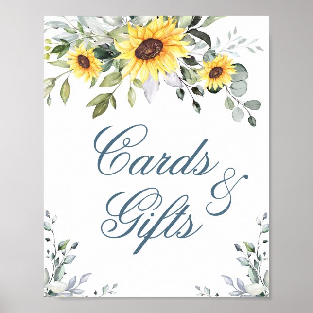 Affiche Panneau Mariage Sunflower Eucalyptus Cartes et cad (Devant)