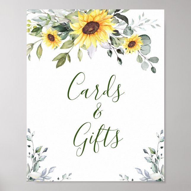 Affiche Panneau Mariage Sunflower Eucalyptus Cartes et cad (Devant)