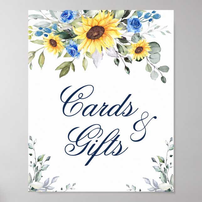 Affiche Panneau Mariage Sunflower Eucalyptus Cartes et cad (Devant)