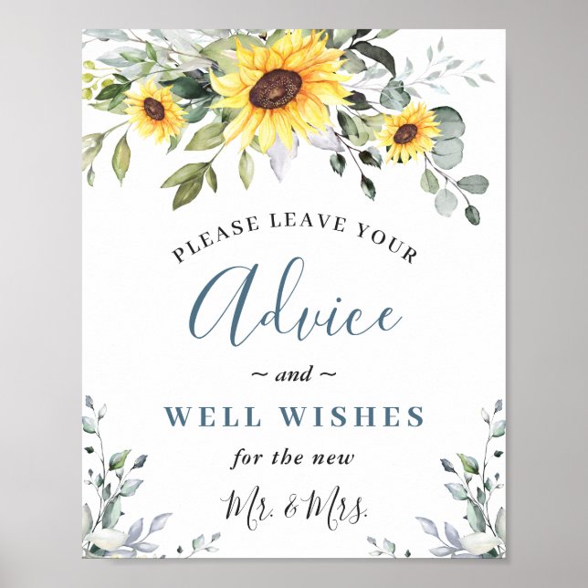 Affiche Panneau Mariage Sunflowers Eucalyptus Conseils & s (Devant)