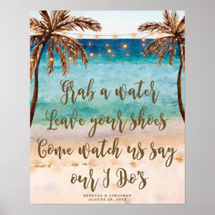 Affiche panneau mariage tropical moderne plage