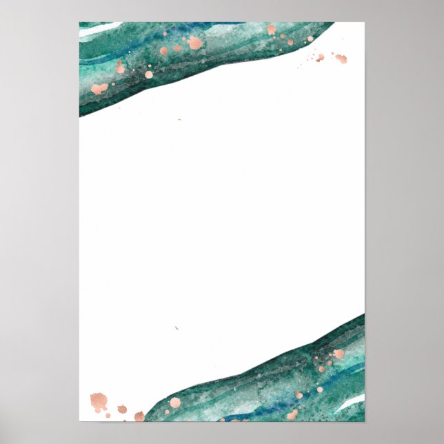 Affiche Panneau Mariage Turquoise Geode et Rose Gold (Devant)