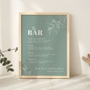 Affiche Panneau Mariage vert Bar Sage