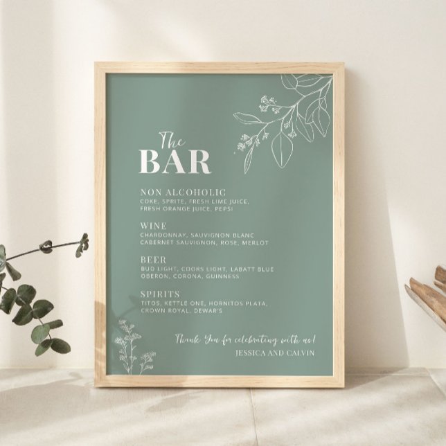 Affiche Panneau Mariage vert Bar Sage (Créateur téléchargé)