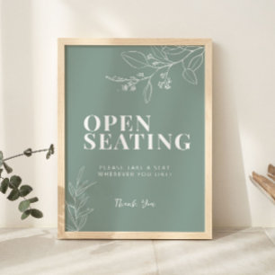 Affiche Panneau Mariage vert de siège ouvert