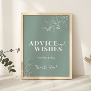 Affiche Panneau Mariage Vert Sage Conseils Et Souhaits