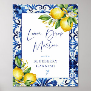 Affiche Panneau Martini à la goutte de citron méditerranée