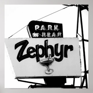 Affiche Panneau Martini Reno Bar Vintage noir et blanc