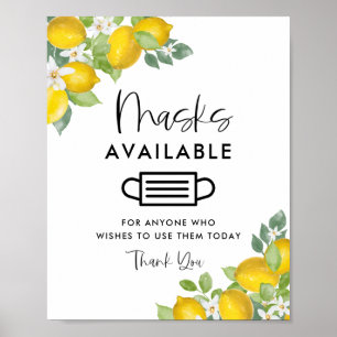 Affiche Panneau Masks Disponibles Thème Citron Fête