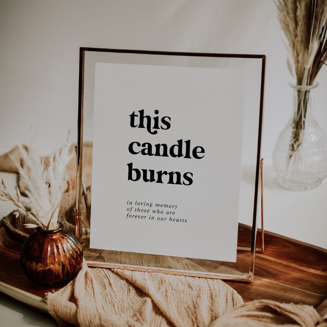 Affiche Panneau Mémorial Cette Bougie Brûle Noir Moderne (Créateur téléchargé)