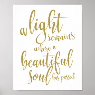 Affiche Panneau Mémorial de Script Une Lumière Reste Dorée