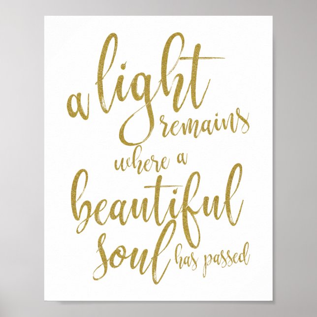 Affiche Panneau Mémorial de Script Une Lumière Reste Dorée (Devant)