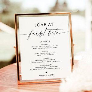 Affiche Panneau menu dessert minimaliste, Amour à la premi