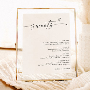 Affiche Panneau menu dessert minimaliste, Panneau Mariage