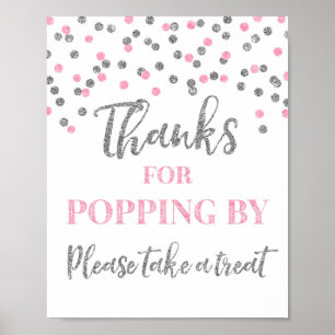 Affiche Panneau Merci d'être passé en confettis argentés r