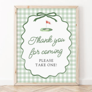 Affiche Panneau Merci d'être venu Gingham Vert Sauge Golf