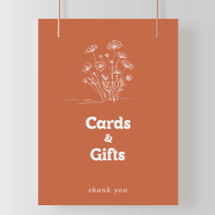 Affiche Panneau minimal de cartes et cadeaux de fleurs sau