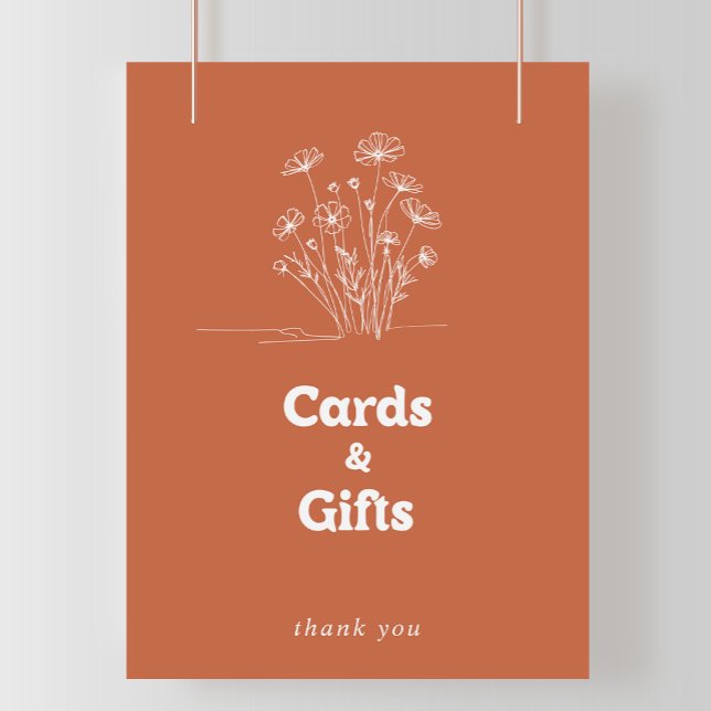 Affiche Panneau minimal de cartes et cadeaux de fleurs sau (Créateur téléchargé)
