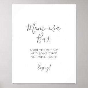 Affiche Panneau minimaliste Baby shower argent Maman-osa B