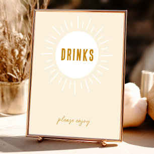 Affiche Panneau minimaliste Boho Sunshine Baby shower Bois