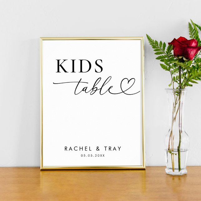 Affiche Panneau minimaliste Mariage de table pour enfants  (Créateur téléchargé)