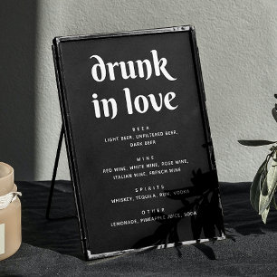 Affiche Panneau minimaliste Mariage noir Drunk in Love