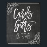Affiche Panneau moderne Cartes florales Cadeaux Mariage Si<br><div class="desc">Table cadeau Mariage moderne / Cartes et Cadeaux Mariages Signer l'affiche Modèles - Élégant Script et cadre floral blanc sur Grunge Black Chalkboard Arrière - plan. Un design parfait pour votre grand jour. Tous les styles de texte,  couleurs,  tailles peuvent être modifiés selon vos besoins !</div>