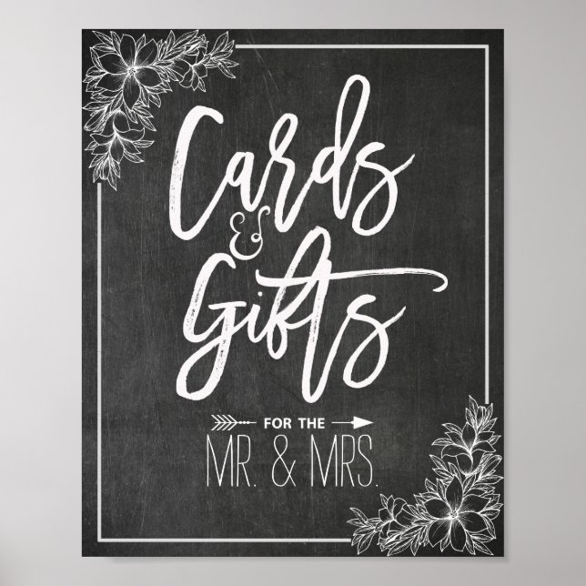 Affiche Panneau moderne Cartes florales Cadeaux Mariage Si (Devant)