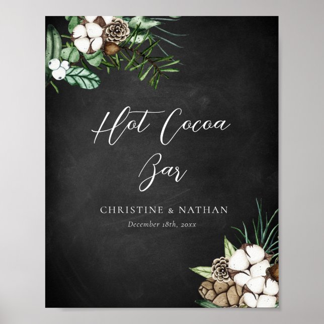 Affiche Panneau moderne Chalkboard Mariage Hot Cocoa Bar (Devant)