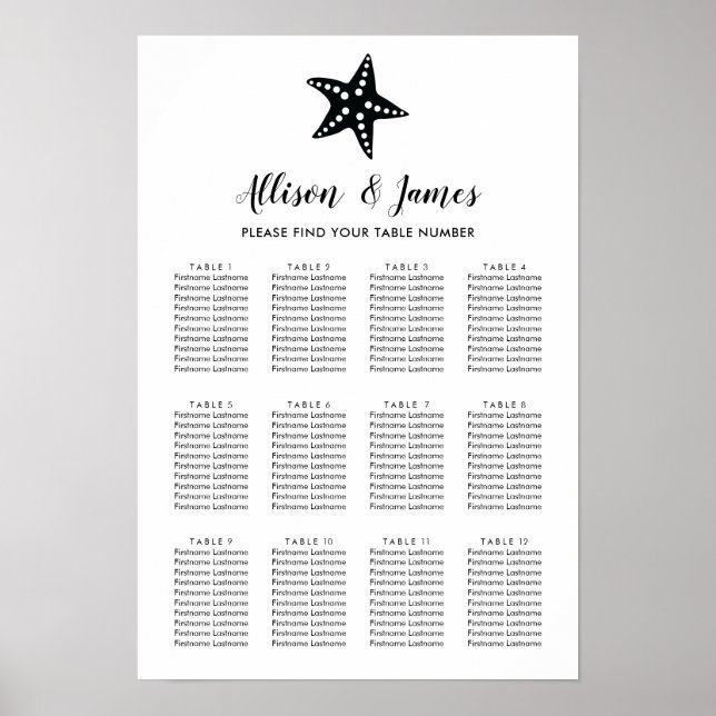 Affiche Panneau moderne du Mariage Starfish (Devant)
