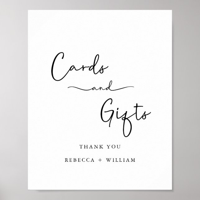 Affiche Panneau moderne manuscrit Cartes et Cadeaux (Devant)