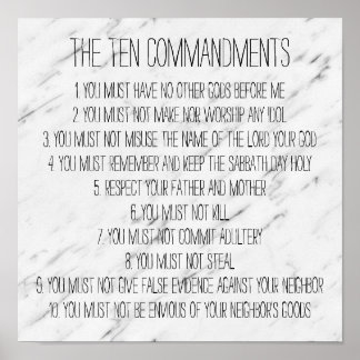 Affiche Panneau moderne Marbre Dix Commandements